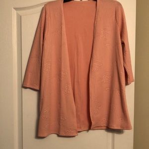 NWOT- Pink cardigan with rose detail